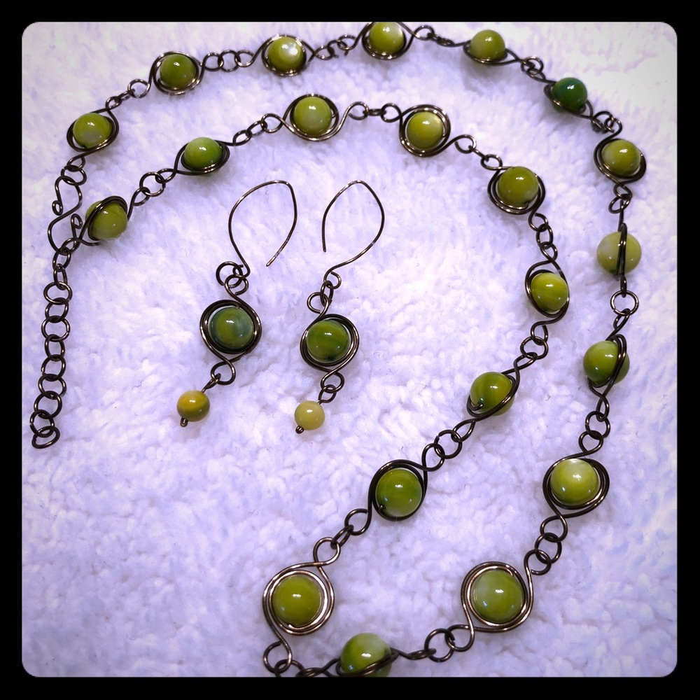 Green Necklace and Earrings Set